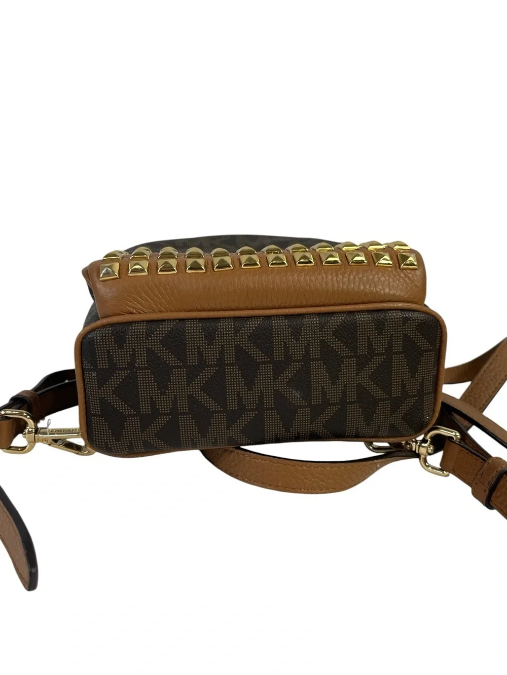 Michael Kors Abbey Small Studded Logo Backpack in Brown